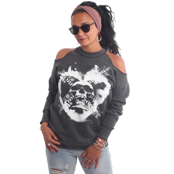 Skullagram Off Shoulder Sweatshirt